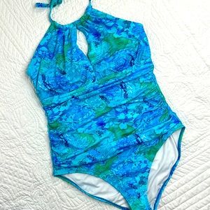 Ralph Lauren •M• Watercolor BLU one piece swimsuit